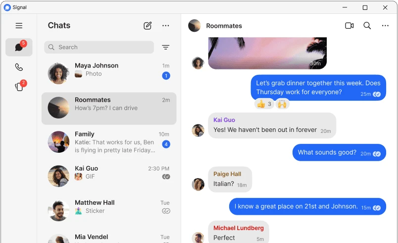 在Windows上运行的Signal电脑版下载与高强度加密聊天演示