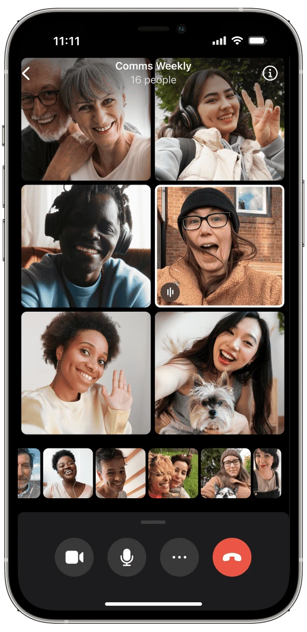 在iOS设备上运行的端到端加密聊天软件视频通话界面